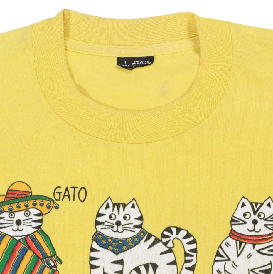 90s 「Fruit of the loom」Cats T-shirt｜1990年代「フルーツオブザルーム」キャットTシャツ